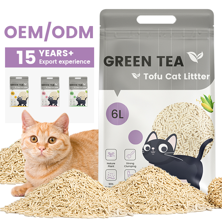 High Quality 6L Clumping Crushed Tofu Shape Cat Litter Low Dust and Dust-Free from Manufacturers Plant Cat Sand Cat Litter