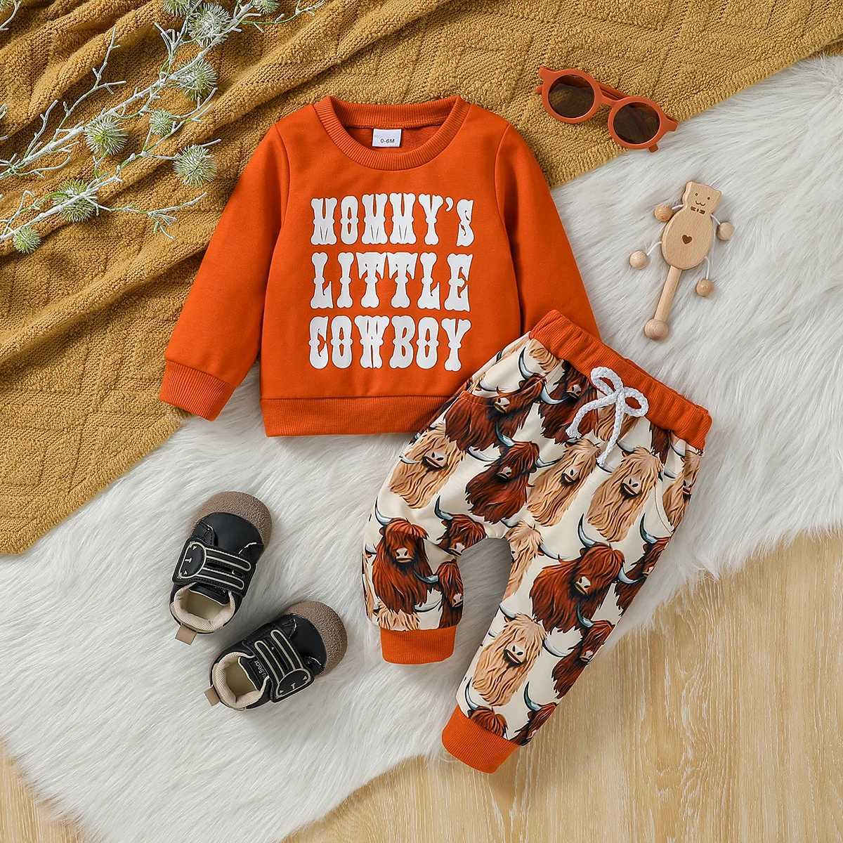 Clothing Sets Baby boy autumn english letters printing long-sleeved Sweatshirt Top trousers With modern stylish Clothing Set H241126