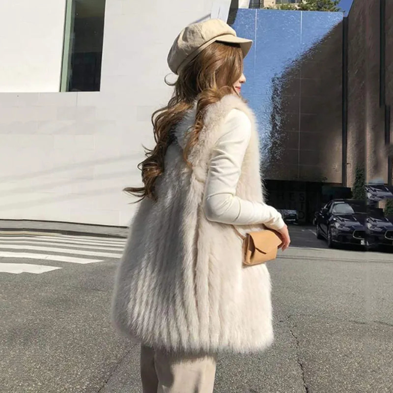 Autumn/Winter Fox style Fur Vest Womens Loose Fur Warm Casual Coat Womens Sleeveless Coat 241126