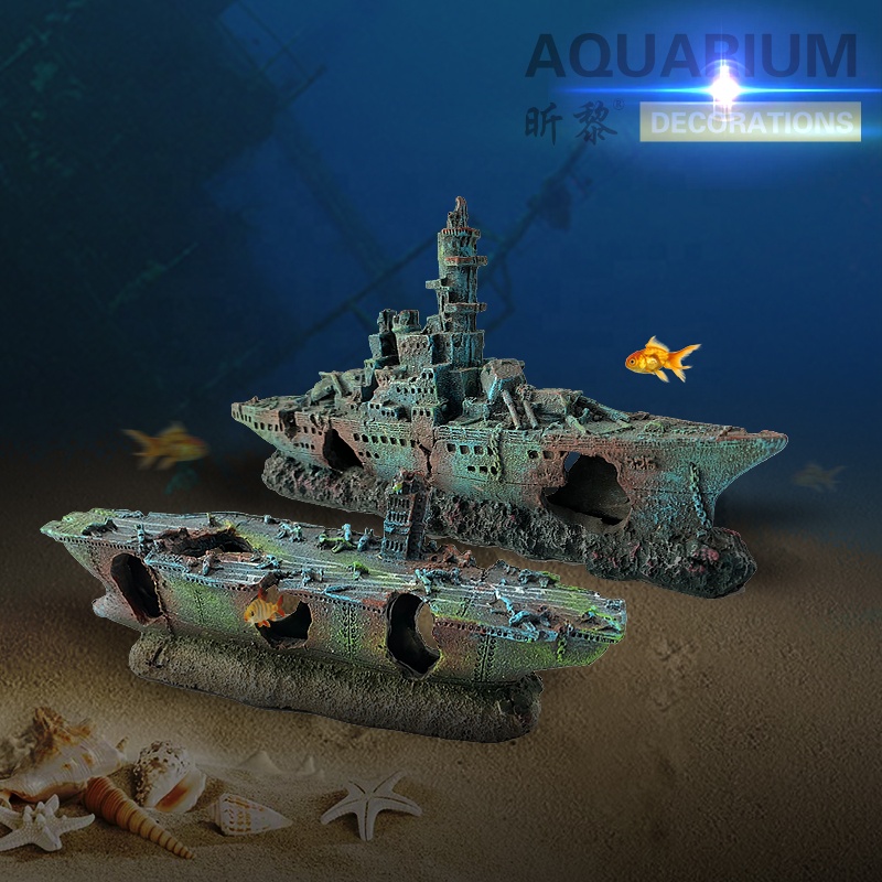 Aquarium decoration small size resin boat ship fish tank ornament decor