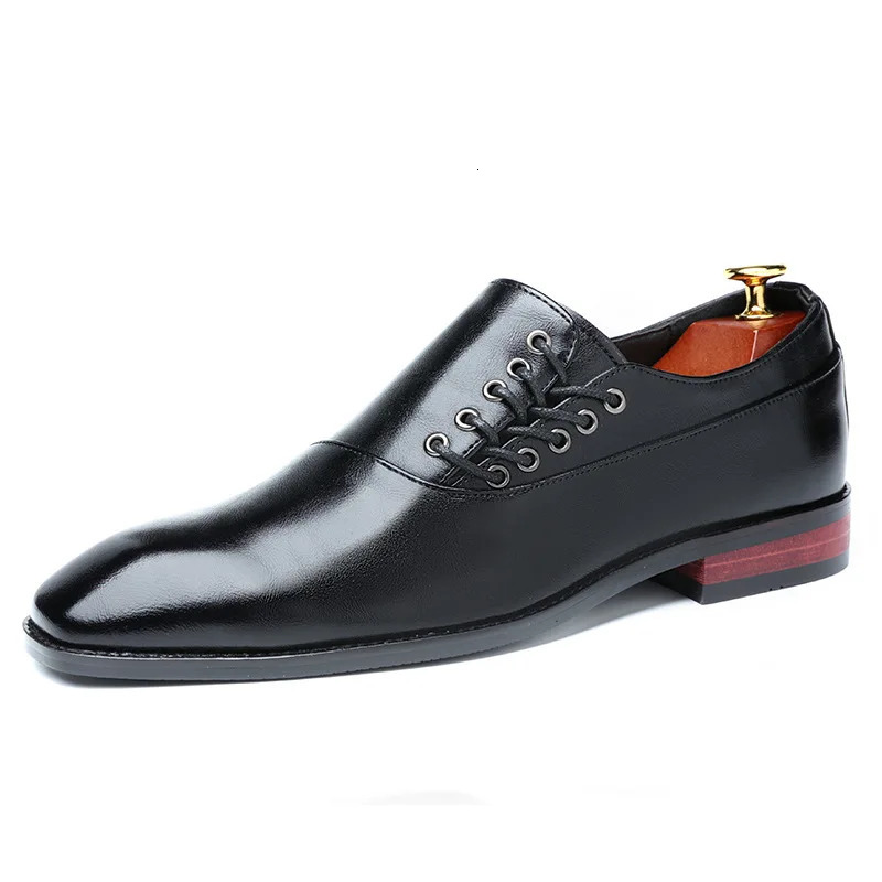 Mens Classic Retro Oblique Lace-up Oxford Shoes Mens Business Dress Office Leather Shoes Men Fashion Wedding Party Flats 241126