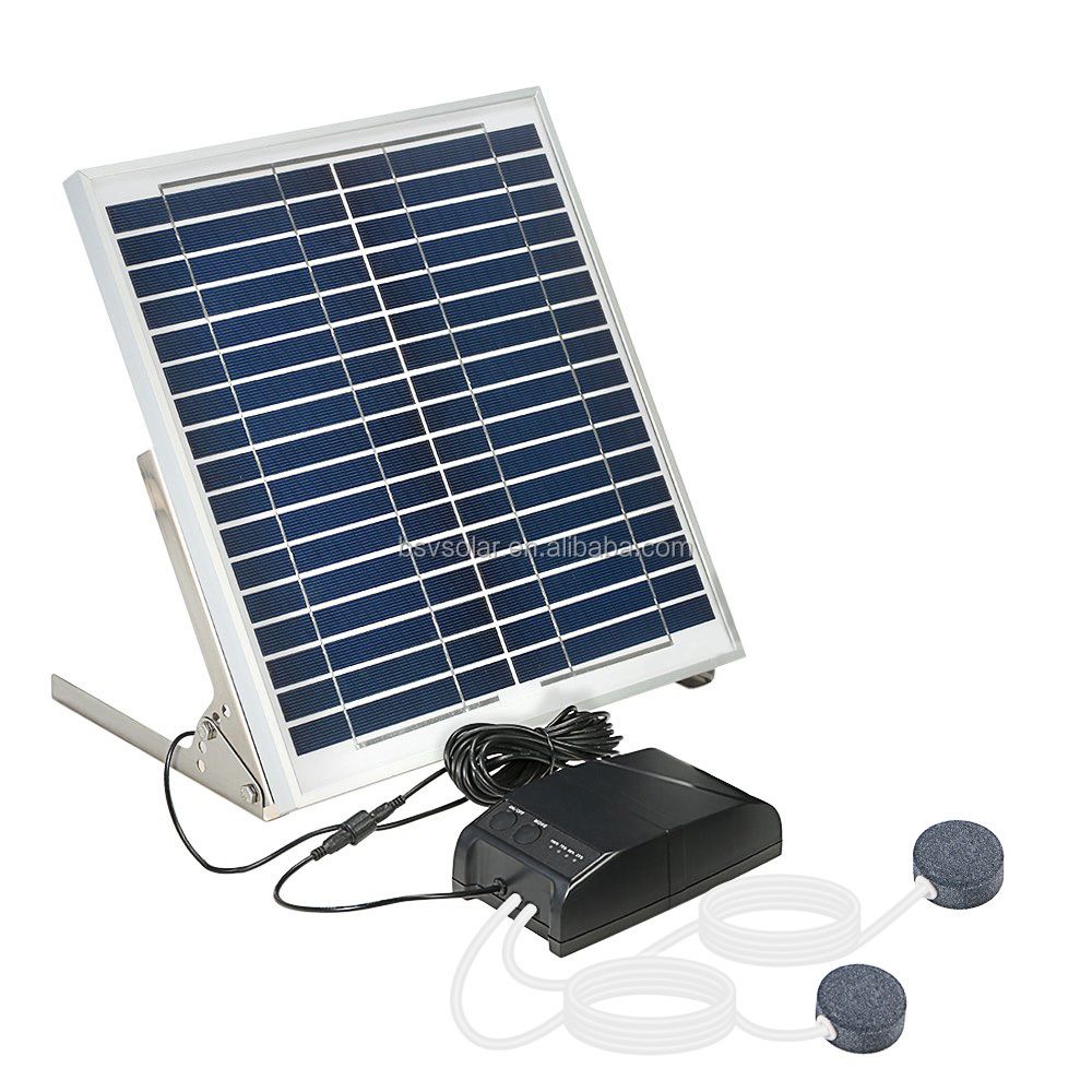 15 W Solar Panel Powered Outdoor Working Time Up 110 Hours Fish Tank Auto Offering Oxygen with 2 Air Pump