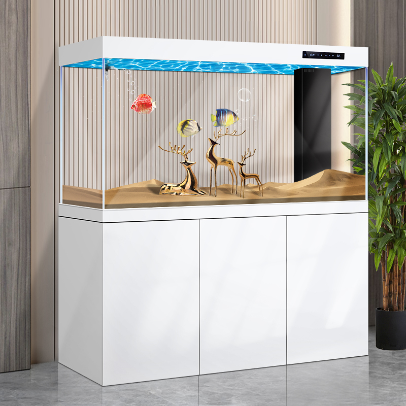 Super white glass aquarium Aquarium large living room live fish tank Marine Fish Tanks Farm Aquaculture new