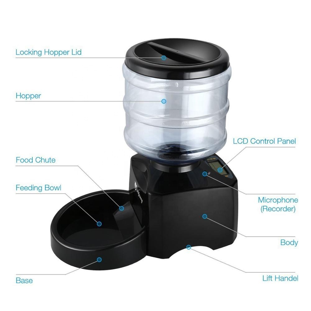 5.5L Automatic Pet Feeder Electronic Control Feeder Big LCD Screen Voice Record Cats Dogs