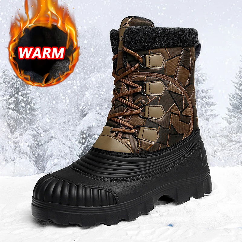 Winter mid calf mens duck boots warm outdoor snow boots waterproof hunting boots work boots mens camouflage outdoor shoes 241126