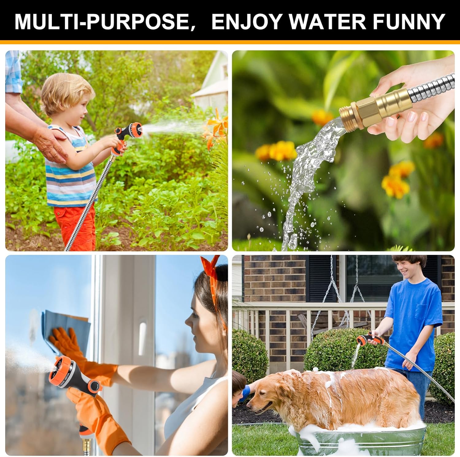 Garden Hose Sprayer 10 Watering Function Patterns Adjustable Upgrade Pup Jet Dog Wash Bath Pet Shower Massage Sprayer Gun