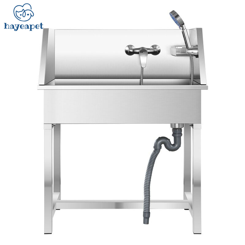 Hayeapet Small stainless steel animal washing machine dog grooming tub pet bathtub with hair dryer