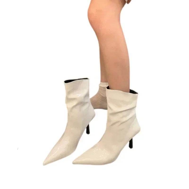 Women High Heel Ankle Boots Sexy Stilettos Shoes Woman Pointed Toe er Autumn Trend Elegant Leather Pumps Botas Mujer 241126
