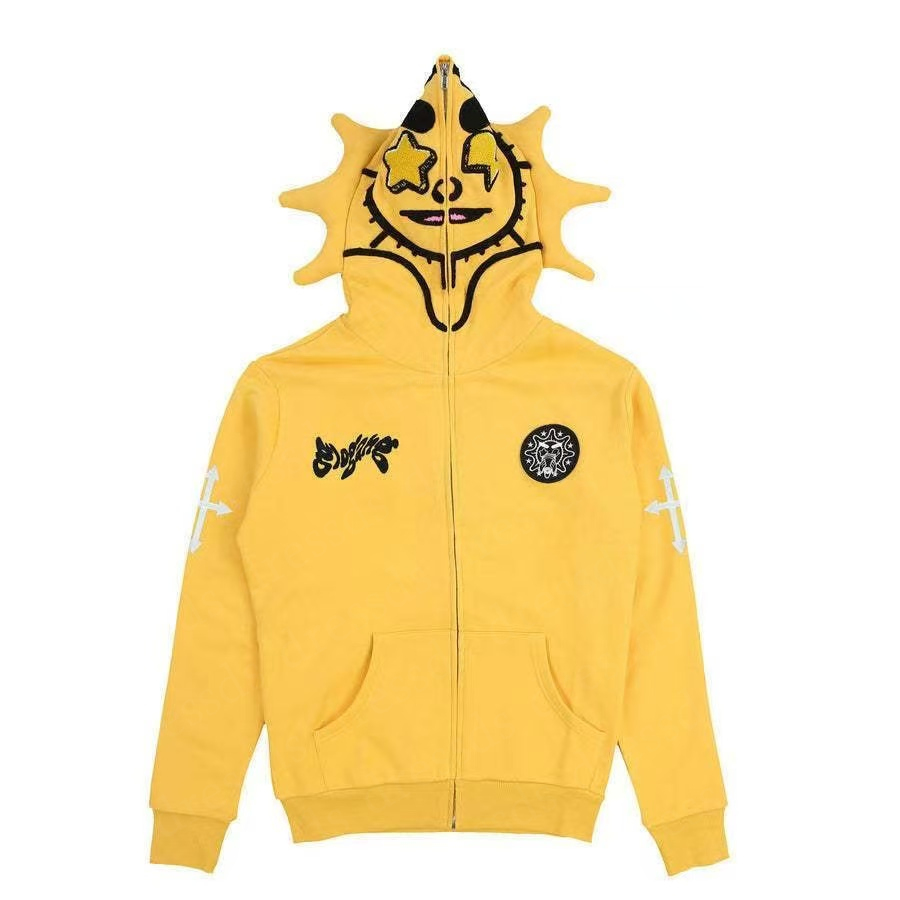 2024 Hot Fast Glo Gang Y2K Style Full-Zip High Street Inspired Hoodie with 3D Printed & Skull Design for Men Women -Bold Graphics and Long Sleeve