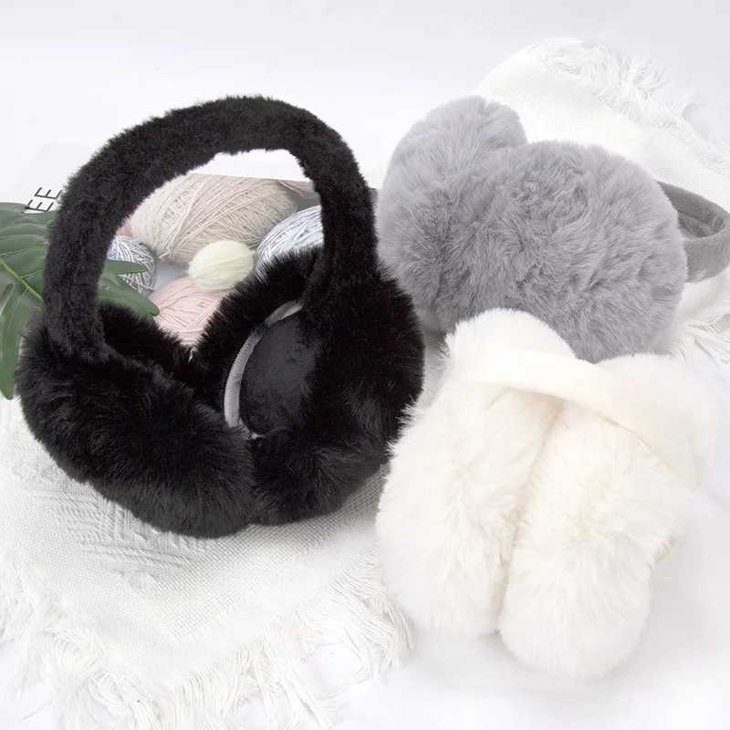 New Autumn Winter Soft Earmuffs Women Men Ear Keep Warmer Plush Solid Color Adjustable Foldable Ear Protection Muffs EarflXJ241126