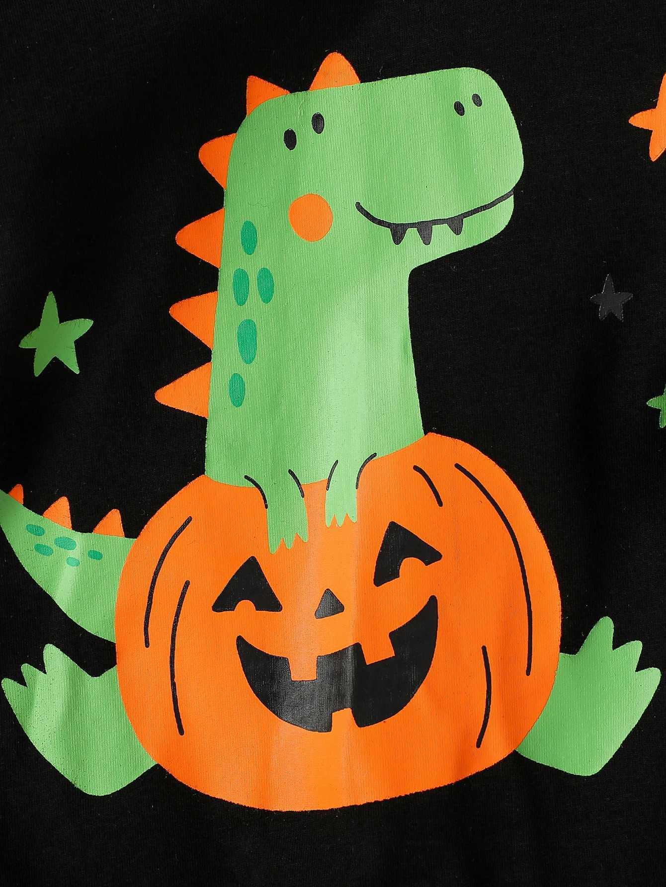Clothing Sets Baby boy Long Sleeve leisure and simplicity cartoon printing hallowmas Cute Cotton Comfort Hooded jumpsuits H241126