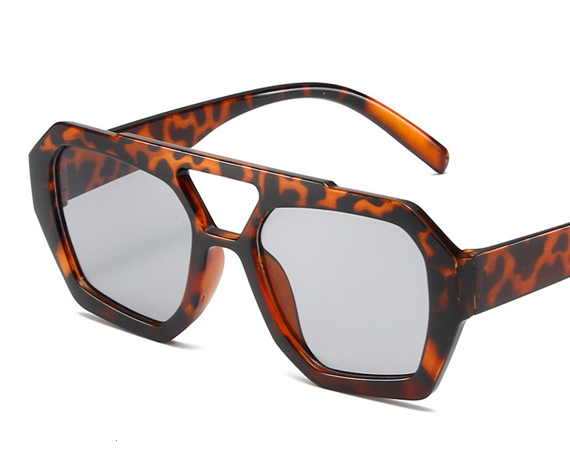 Men's and women's trends leopard print sunglasses Square fashion all-in-one sunglasses Daily commute minimalist glasses