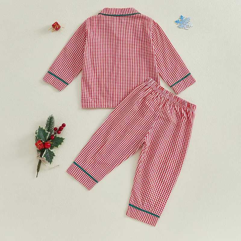 Clothing Sets 1-4Years Kids Baby Girl Boy Christmas Pajamas Set Autumn Plaid Print Long Sleeve Shirt and Pants 2Pieces Set Toddler Sleepwear H241126