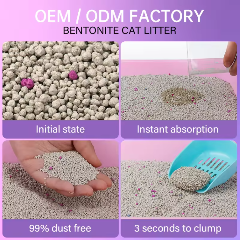 Premium Quality Eco-Friendly Large Cat Litter Natural Mineral Clumping Bentonite Wholesale Discounts Ball Pattern
