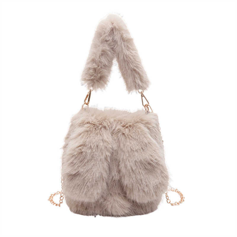 New Cute Cartoon Linglong Rabbit Ears Imitation Fox Hair Autumn/Winter Plush Bag for Women, Handbag, Crossbody Bag 241126
