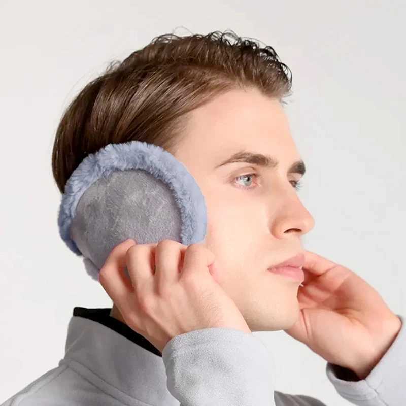Warm thick velvet earmuffs for winter outdoor bicycles wool rabbit fur for mens bicycles plush soft earmuffs W241126