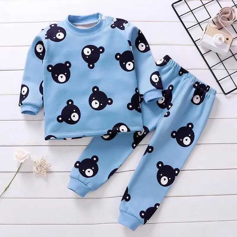 Clothing Sets Autumn Winter Fleece Underwear Suit Boys Clothing Sets Children Pajamas Home Service Suits for Kids Clothes Warm Sleepwear 2Pcs H241126
