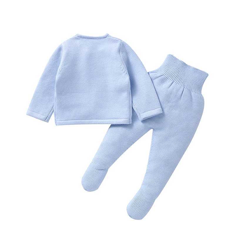 Clothing Sets Winter Baby Girls Pure Color Outfits Autumn Infant Pink Long Sleeve Knit Sweaters Coats+Trousers Clothes Sets Toddler 2pcs Suits H241126