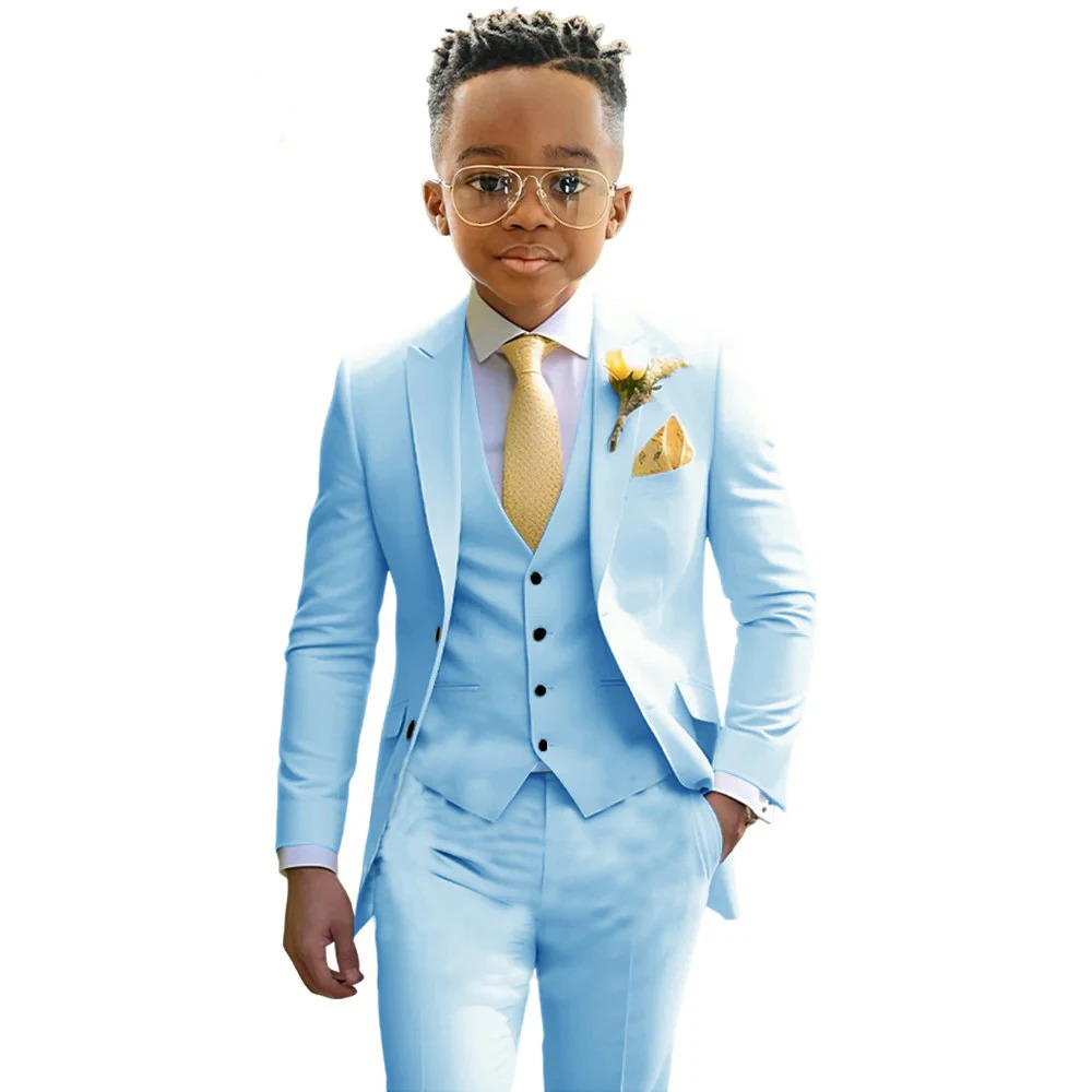 Mint Green Boys Suit Wedding Tuxedo 3 Piece Set Kids Jacket Pant Vest Slim Fit Casual Blazer Slim Fit Young Clothes Custom 241126