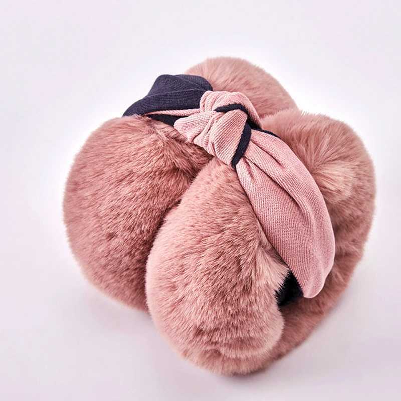 Korean Fashion Winter Earmuffs Women Ear Warmer Imitation Rabbit Fur Plush Ear Cover Adjustable Foldable Ear Muffs EarflXJ241126