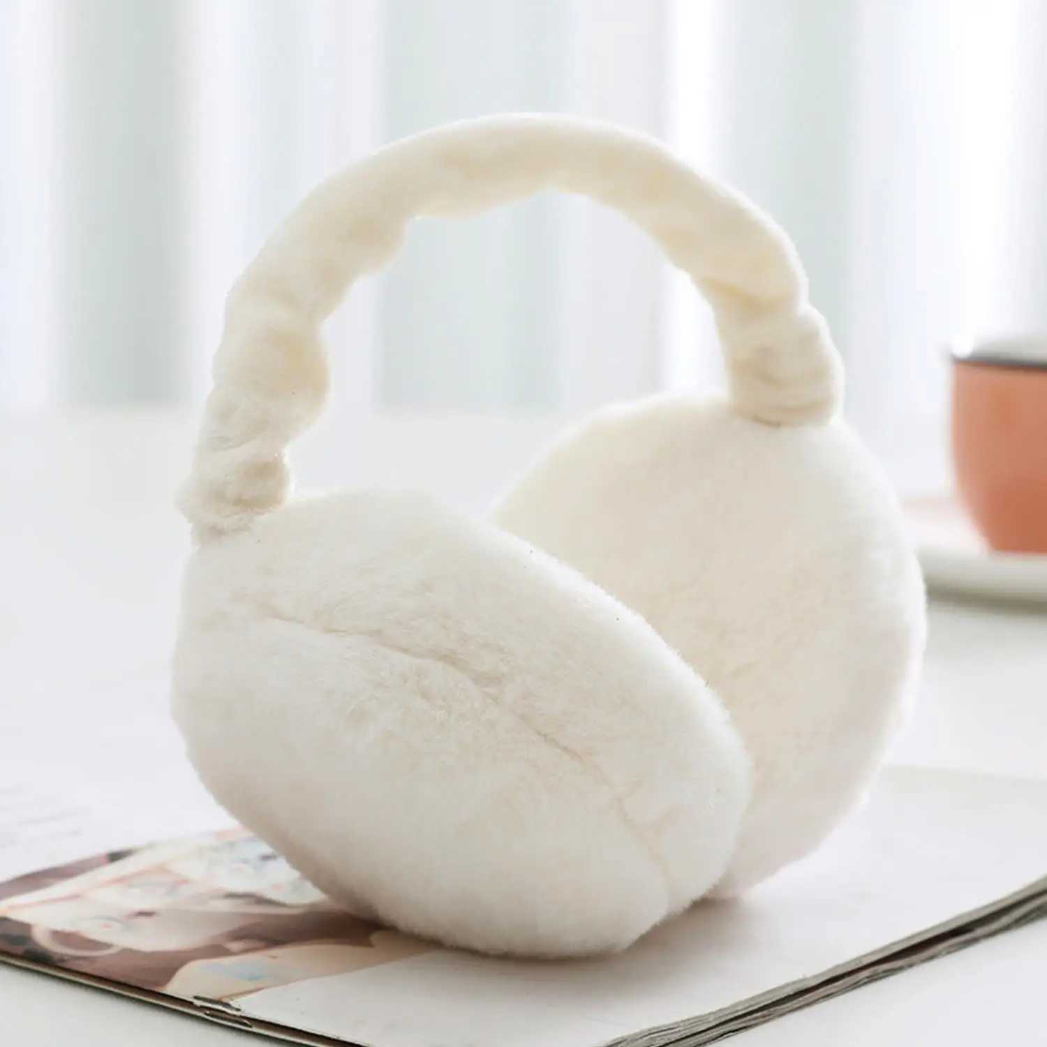 Plush Foldable Ear Muffs Autumn Winter Cold Protection Earmuffs For Women Men Fashion Ear Warmer Black White Adjustable EarflXJ241126