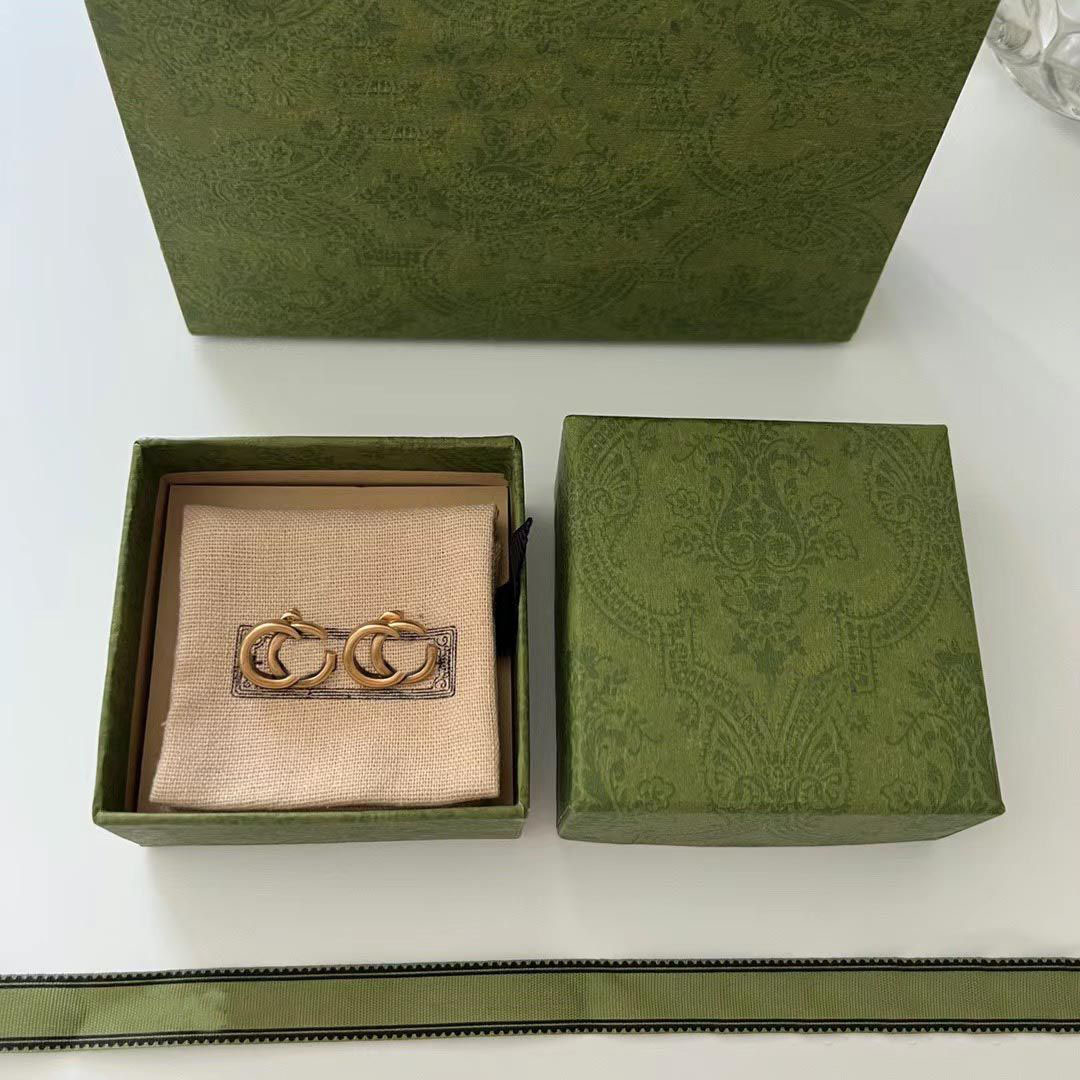 Classic double letter earrings Vintage 14K gold Designer earrings Fashion jewelry with stamp high quality brass material will not fade for men and women alike gifts