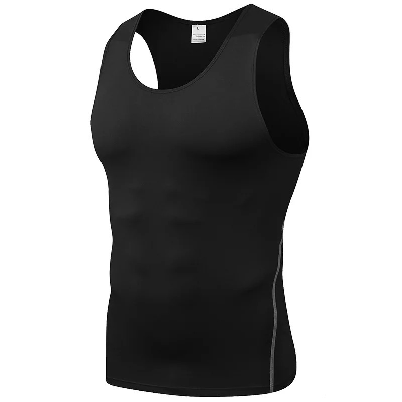 sports PRO men training tight vest basketball fitness running speed dry clothing stretch sleeveless Tshirt 241125