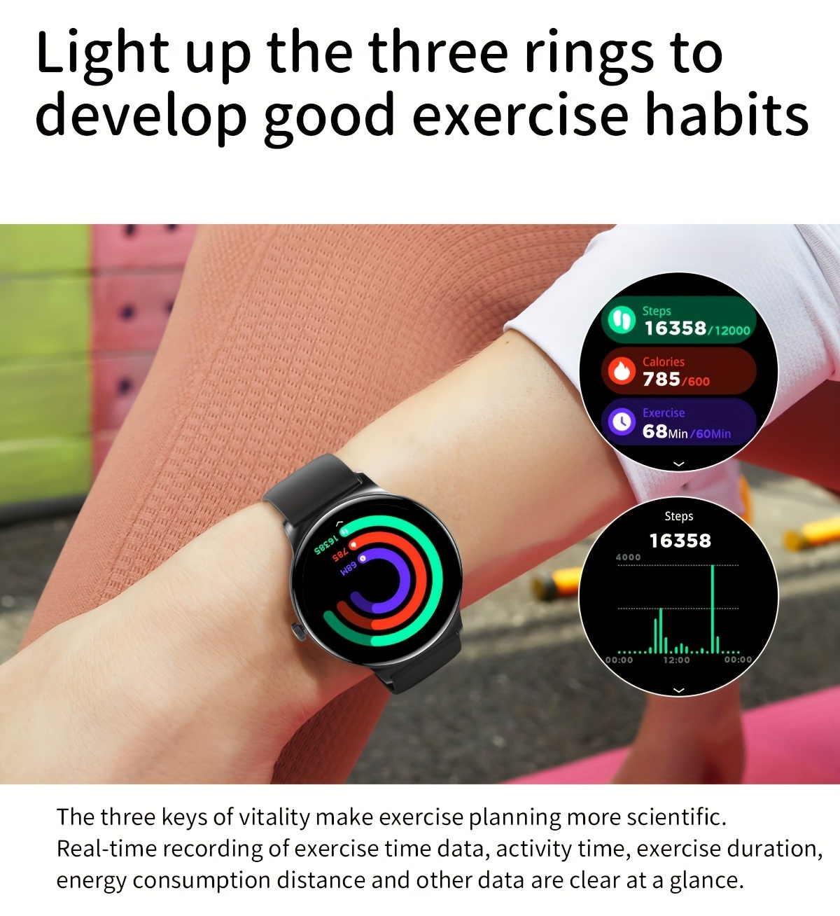 Ultra Thin Smartwatch with Neutral 3.63cm Full Touch AMOLED Screen, Fitness Activity Tracker with Pedometer and Multiple Exercise Modes