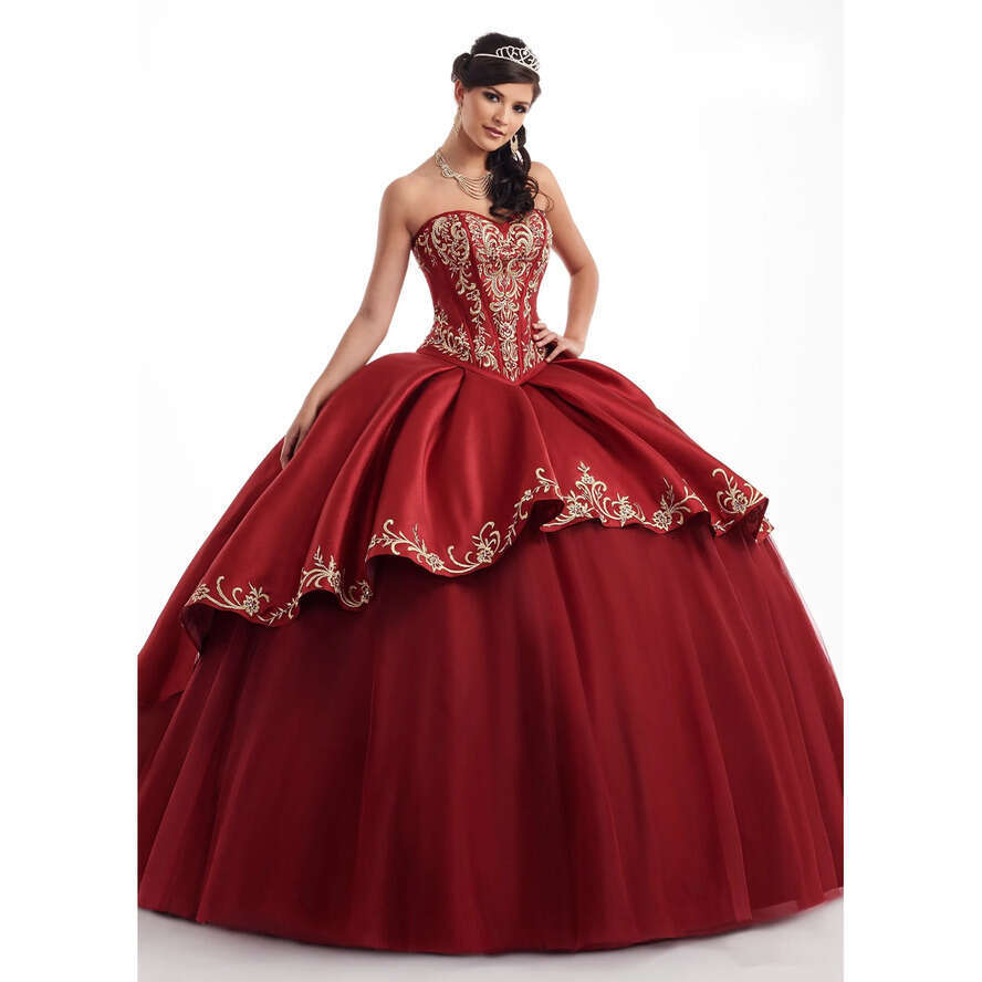 Royal Blue Bury Quinceanera Dresses Gold Embroidery Beaded Sweetheart Satin Ball Gown Prom Layered Ruffles Party Sweet 16 Dress