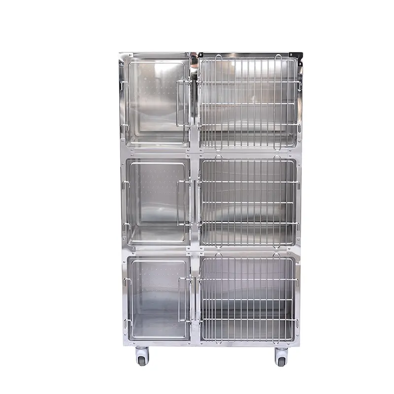 Best Quality Cat and Small Dog Stainless Steel Cat Cage dog With Wheels for pet hospital