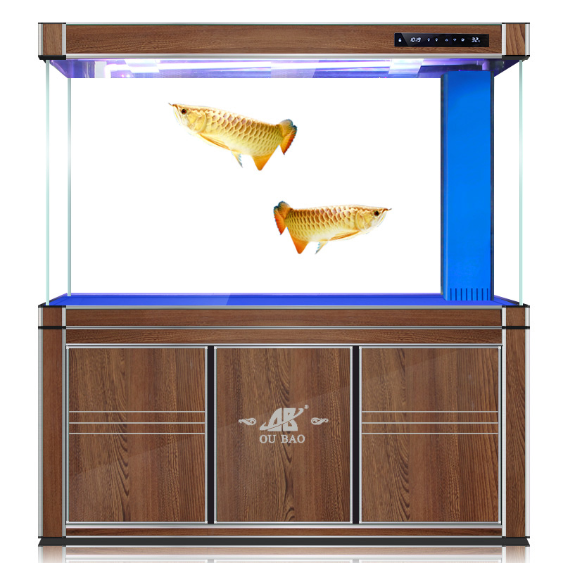 Aquarium living room large aquarium household floor porch bottom filter intelligent screen ultra white glass customization