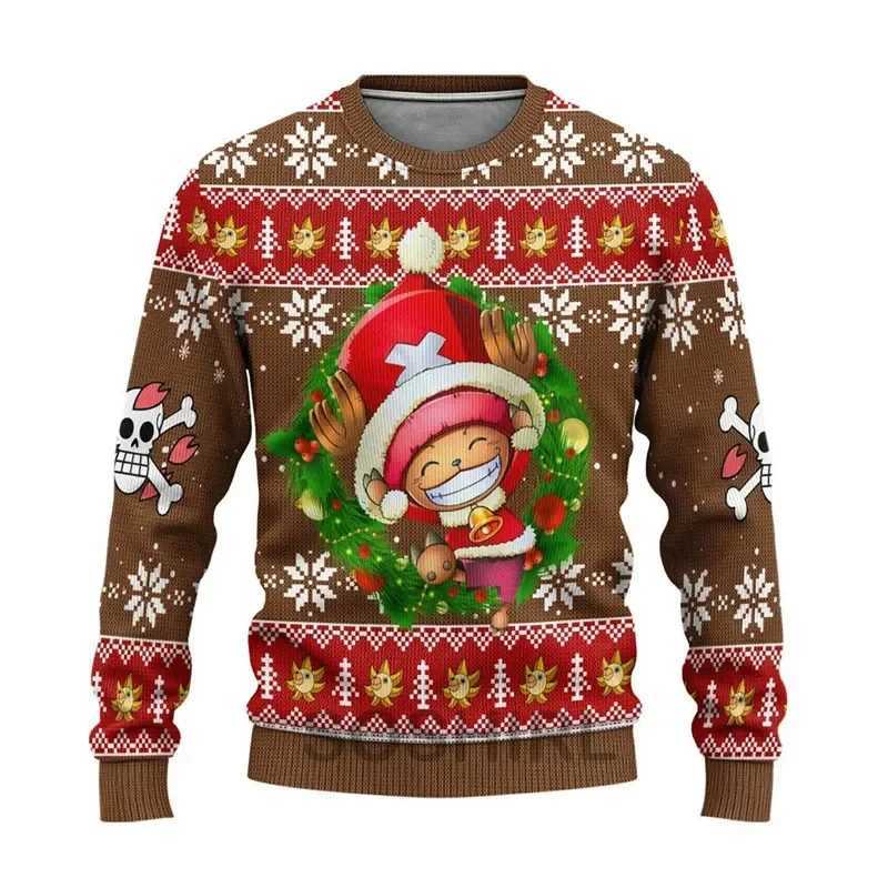 Charlotte Linlin One Piece Anime 3D Fashion Pulleys Hip Hop Street Clothing Mens Funny Ugly Christmas Woolen Sweatshirt W241126