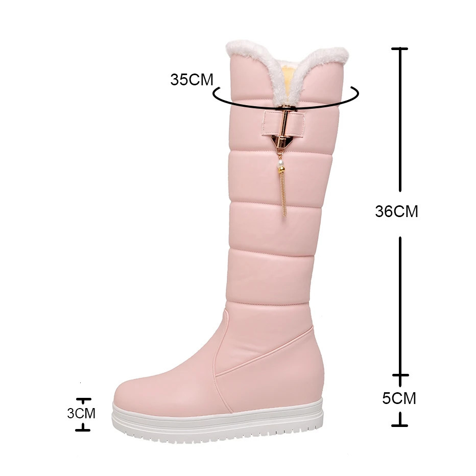 Big Size Winter Warm Plush Knee High Boots Women Comfy Flat Heel Snow Boots Ladies Fashion Thigh High Platform Waterproof Boot 241126