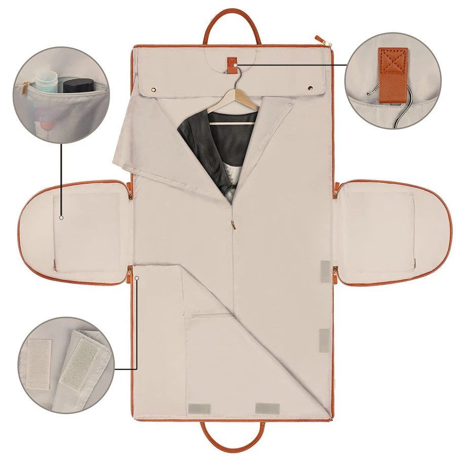 PU Carry On Garment Bag Fashion Folding Suit Storage Bag Large Capacity 55L Waterproof Weekend Multi Handbag Travel Sport Bag 241114