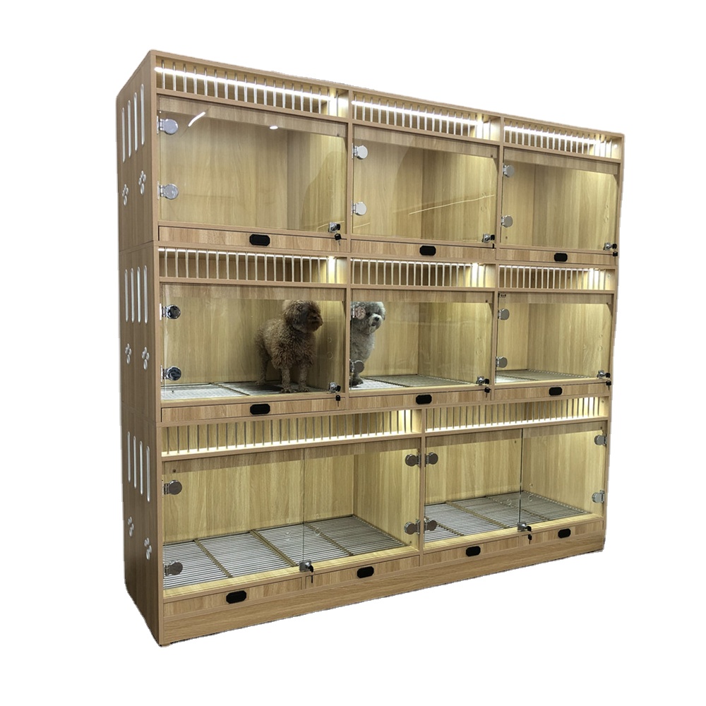 2023 New Arrivals Pet Dog Store Dog Selling Cage Wood Indoor Smaller Dog Showcase