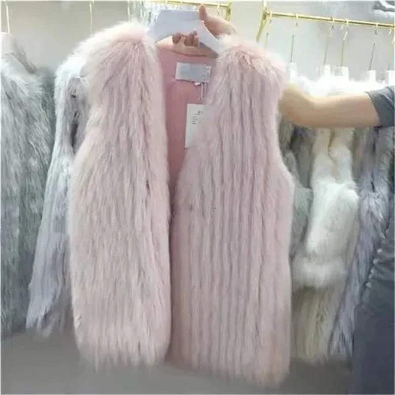 Autumn/Winter Fox style Fur Vest Womens Loose Fur Warm Casual Coat Womens Sleeveless Coat 241126