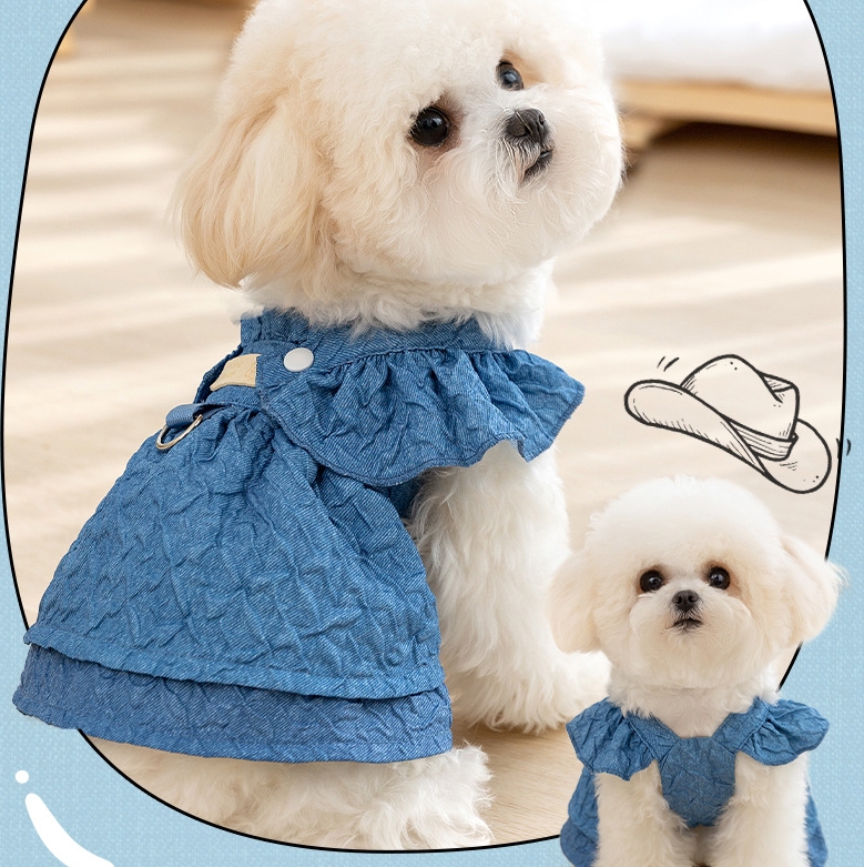 Pet dog and cat clothes retro fresh denim