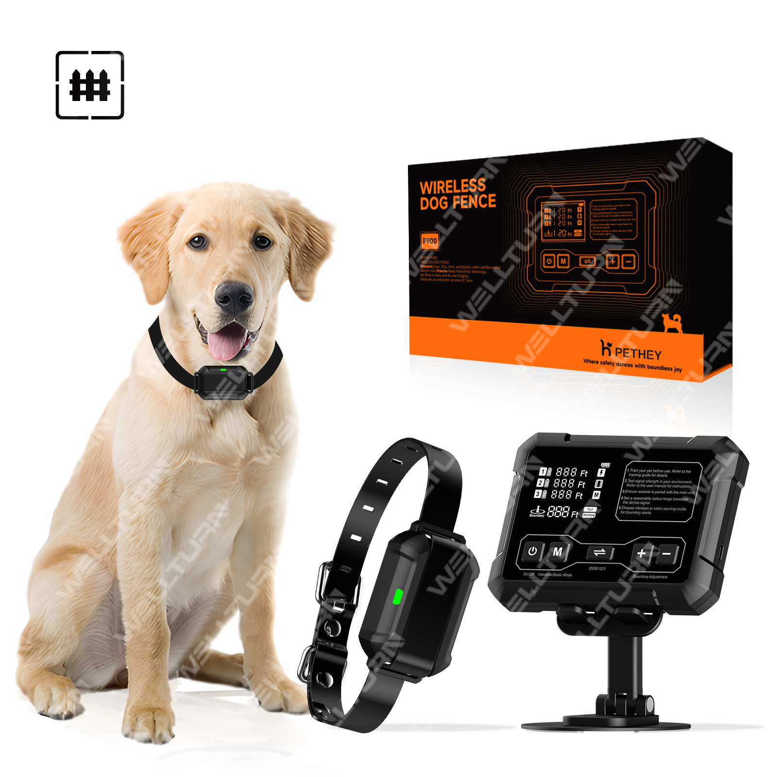 Patented New Product Range 10-120ft Wireless Dog Fence System for 3 Dogs Radar Wireless Fence Training Collar Wireless Dog Fence