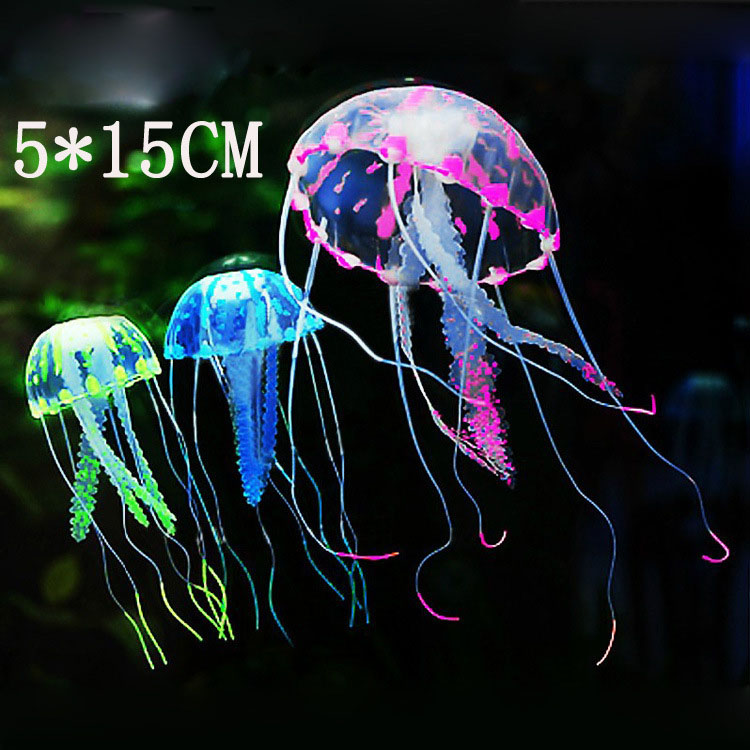 Wholesale Silicone Simulation Fluorescent Luminous Jellyfish Decoration Aquarium Decoration For Goldfish Aquarium Landscaping