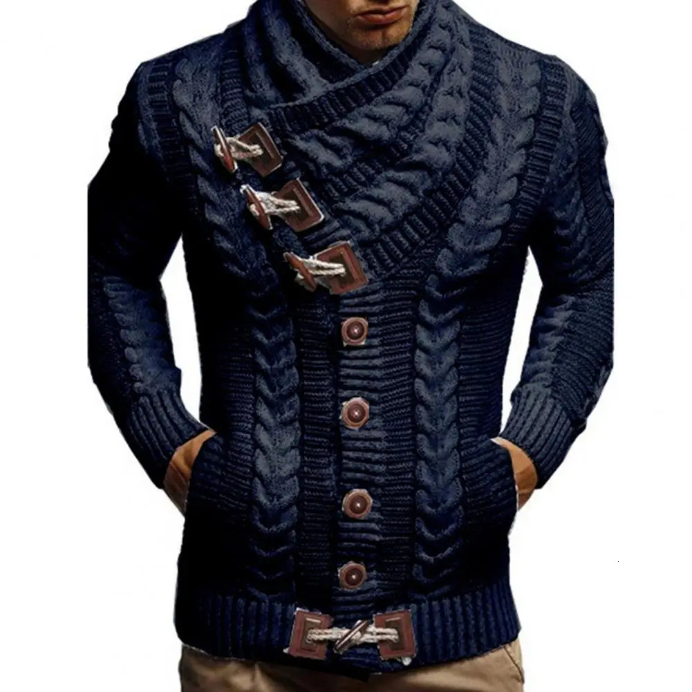 Autumn mens sweater jacket long sleeved mens knitted jacket solid color non shrink mens cardigan sweater mens clothing 241126