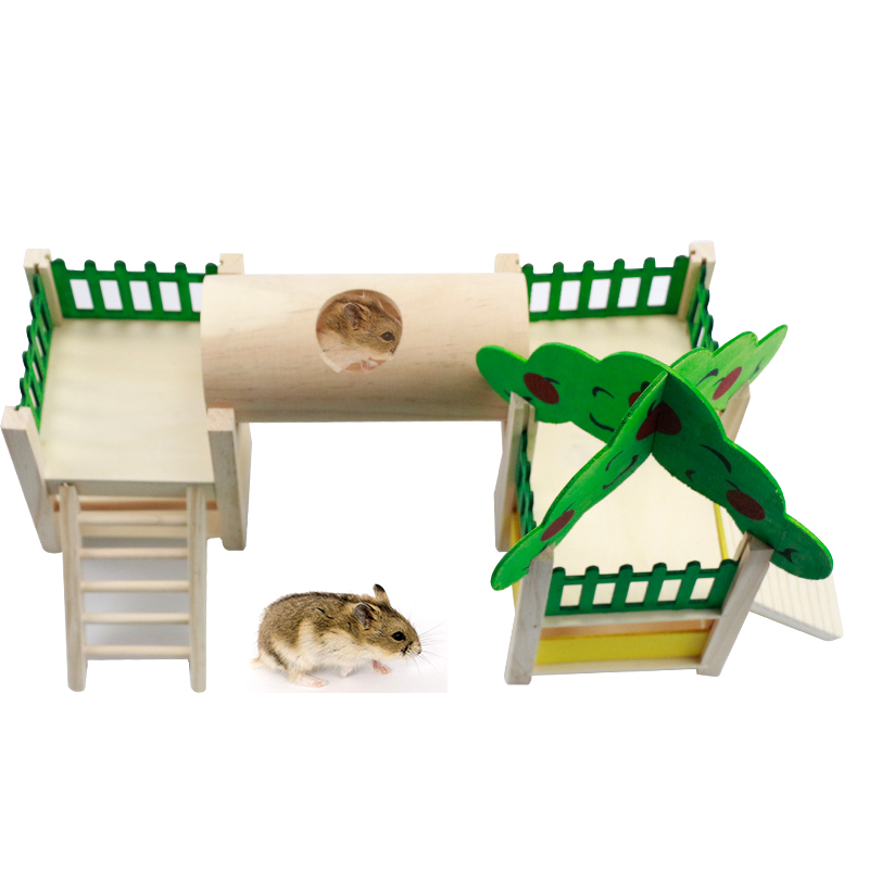 Wooden Hamster House Hideout Hut Rat Hideaway Exercise Toys for for Small Animals Like Dwarf Mouse
