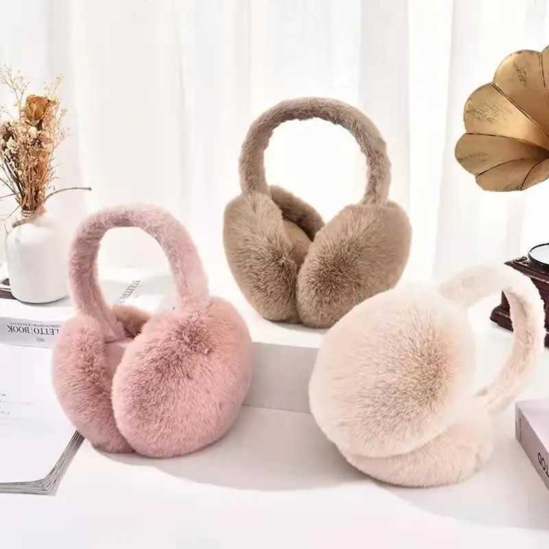 Soft Plush Earmuffs Winter Ear Warmer for Women Men Fashion Solid Color Foldable Earfl Outdoor Cold Protection Ear CoverXJ241126