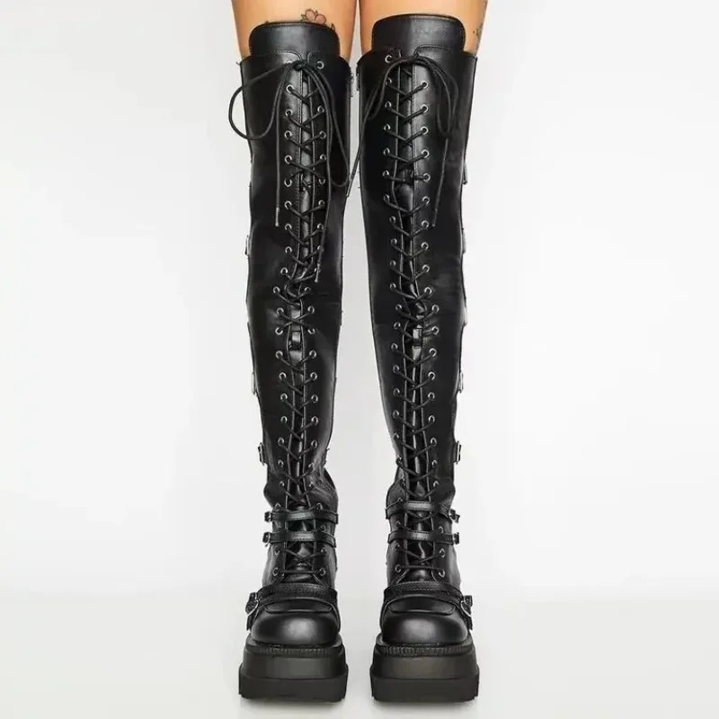 Wedges Long Boots for Women Autumn Winter Over-the-knee Boots Cosplay High Platform Women Boots High Heel Gothic Botas Altas 241114