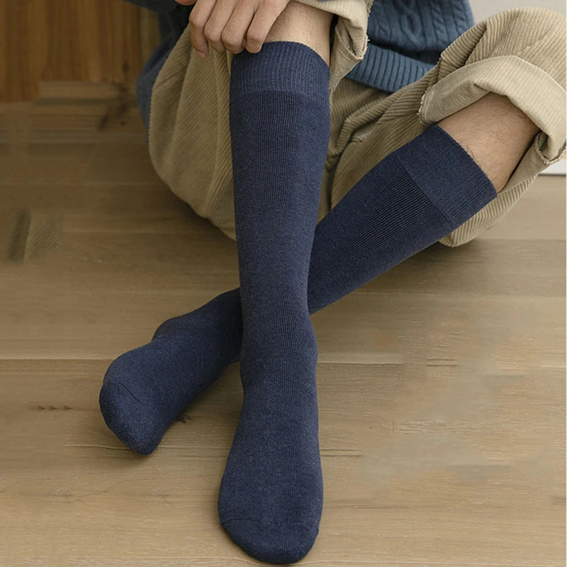 Mens Warm Socks Winter Thick Knee Long Snow Cold Compression Long Socks Leg Cover Black Woolen Hoop Socks Mens 241126
