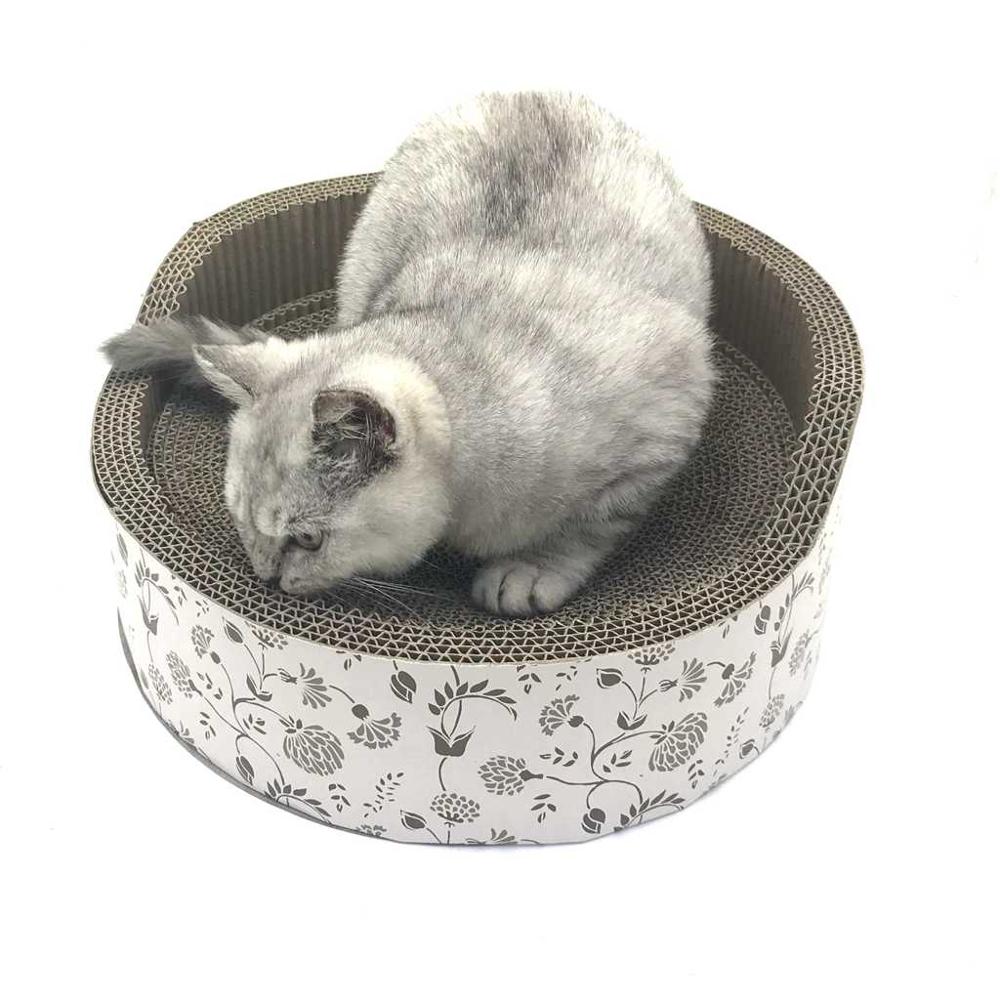Hot Selling BSCI bowl shape round cardboard paper flower printing products Cat Scratcher