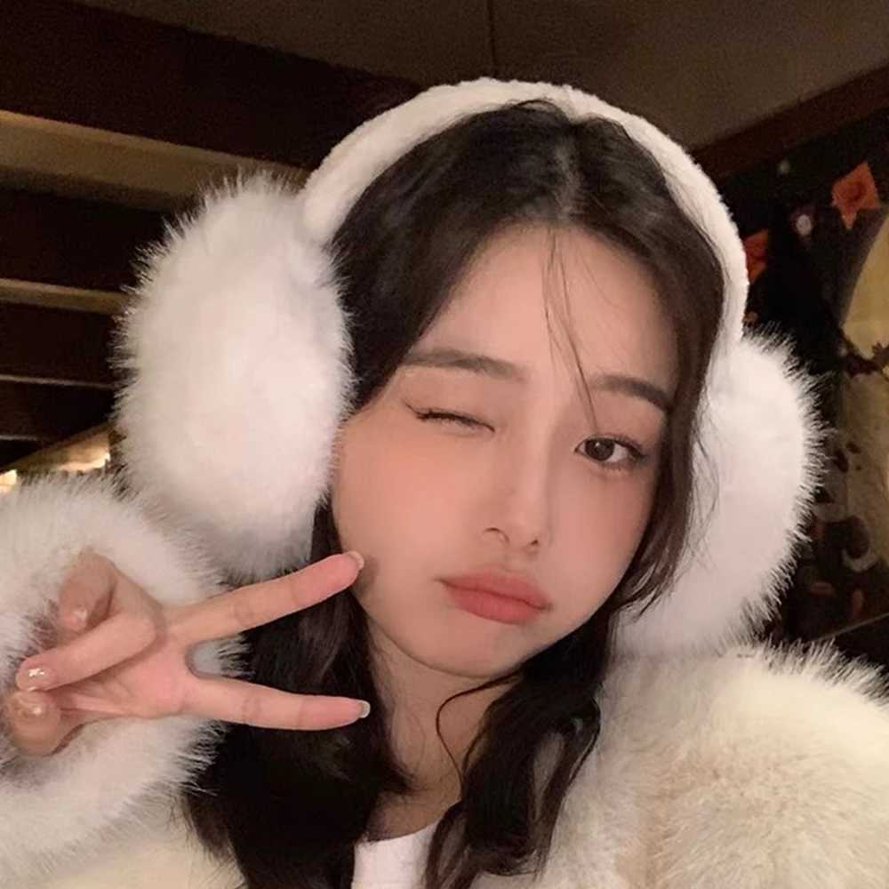 Winter Warm Earmuffs White Suede Plush Earmuffs for Women Foldable Soft Thicken Earmuffs Cute Simple Earl Accories EarmuffXJ241126