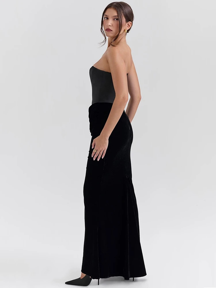 Mozision Offshoulder Strapless Sexy Maxi Dress For Women Elegant Sleeveless Backless Bodycon Club Party Evening Long 241112