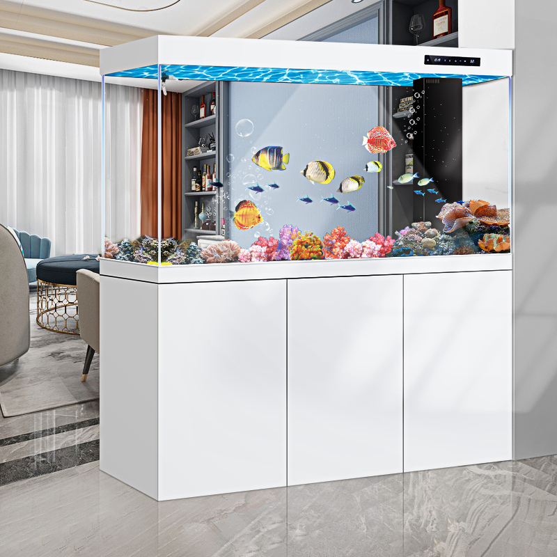 Super white glass aquarium Aquarium large living room live fish tank Marine Fish Tanks Farm Aquaculture new