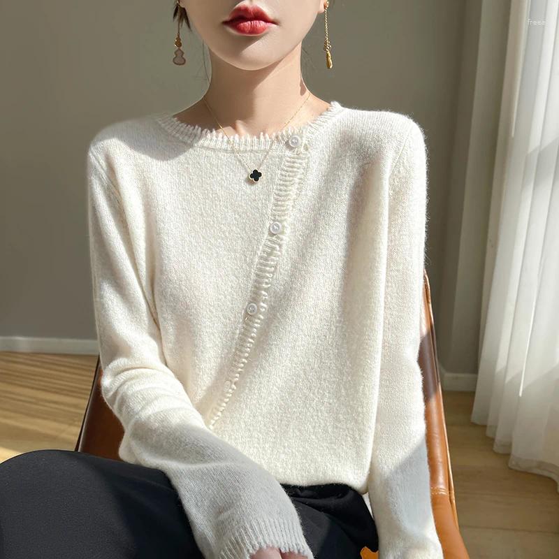 Womens Knits Women O-neck Cardigan Preppy Style Long Sleeve Sweater For Spring Autumn Merino Wool Knitwear Korean Cloth Jump