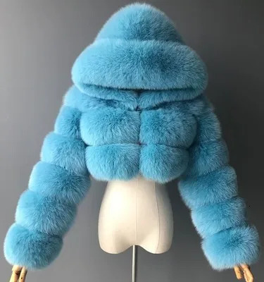 High quality fur cut synthetic fur coat and jacket womens fluffy top with hooded winter fur leather jacket 241126
